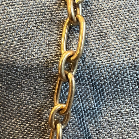 Authentic J. Crew Necklace 5 Medallions Antique Brushed Gold Tone White Crystals - Picture 10 of 10